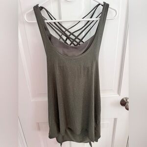 Olive Green Tank Top with Strappy Back